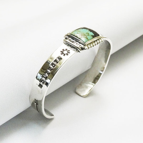 ターコイズバングル P刻印 SAAD サード ターコイズ 刻印 バングル シルバー系【中古