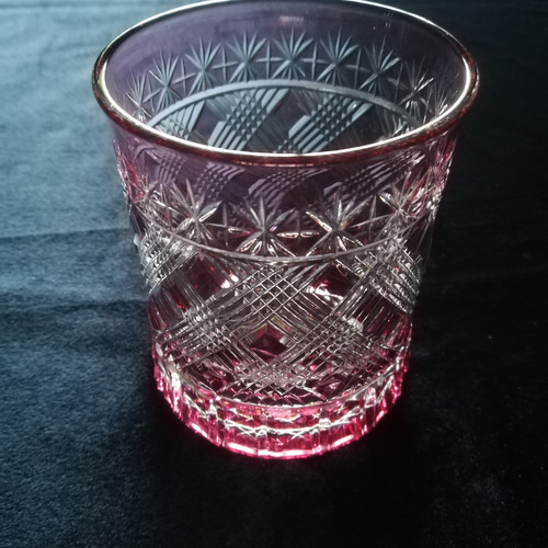 食卓の宝石 special ロックグラス(大)】ピンク ☆切子 ハンドメイド 