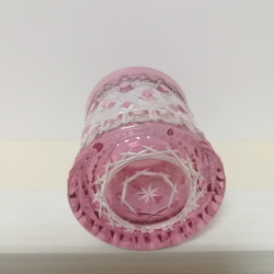 【食卓の宝石 special ロックグラス(大)】ピンク ☆切子 ハンドメイド プレゼント インテリア☆ 9枚目の画像