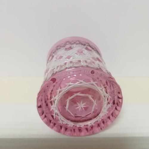 食卓の宝石 special ロックグラス(大)】ピンク ☆切子 ハンドメイド 