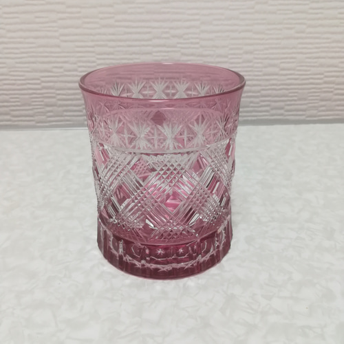 食卓の宝石 special ロックグラス(大)】ピンク ☆切子 ハンドメイド 