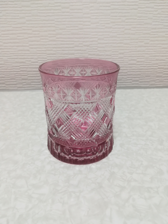 【食卓の宝石 special ロックグラス(大)】ピンク ☆切子 ハンドメイド プレゼント インテリア☆ 10枚目の画像