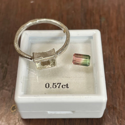 バイカラートルマリン　バゲットカット　0.57ct　シルバーSV925リング 11枚目の画像