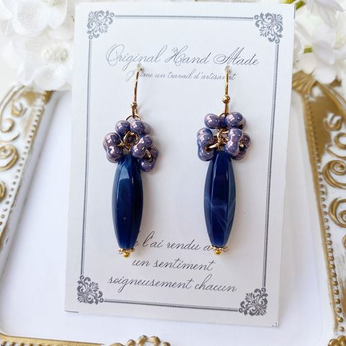 300円】チェコビーズの可愛いピアス964 ピアス（フック・チェーン） 花