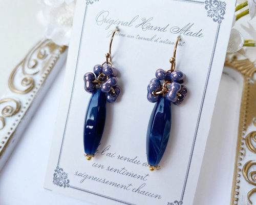 300円】チェコビーズの可愛いピアス964 ピアス（フック・チェーン） 花