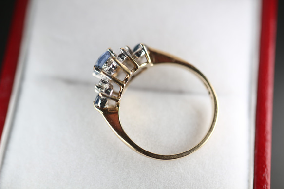 傑作 ゴールド 英国 ビンテージ サファイア ダイアモンド ヴィンテージ 指輪 リング 375 レディース J141 4枚目の画像