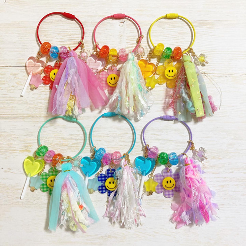 ♡色を楽しむ♡ビタミンカラーのじゃらじゃらキーホルダー