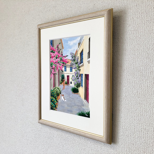 紫陽花」透明水彩画 原画 風景画 額縁付 SMサイズ 絵画 Oni 通販