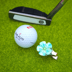 ゴルフマーカー　クリップタイプ　（グリーン 六弁花）　●　クロースフラワーアクセサリー 3枚目の画像