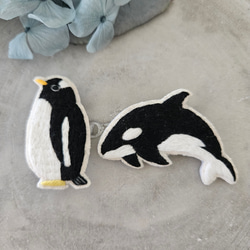 ジェンツーペンギン刺繍ブローチ 2枚目の画像