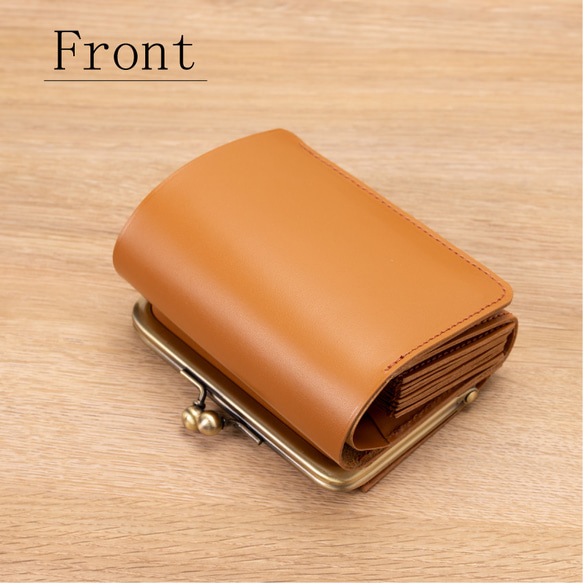 【送料無料 】がま口コンパクト＋蛇腹ポケット大容量の本革ミニ財布 お札が折れない財布 普段使いにはぴったりのサイズ感で