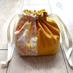 ハンドメイド 巾着袋 クリーム色と黄色 花模様 楽天市場】【メール便 可】巾着袋 ポーチ S 綿麻 60020024