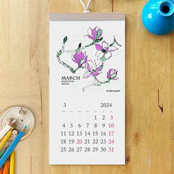 ◆2024年カレンダー《季節の植物》壁掛けタイプ　A4スリム◆ 4枚目の画像