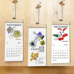 2024年カレンダー《季節の植物》壁掛けタイプ　ミニスリム　デスク周りに！ 7枚目の画像
