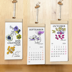 2024年カレンダー《季節の植物》壁掛けタイプ　ミニスリム　デスク周りに！ 6枚目の画像