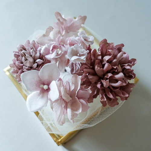 布花のヘッドパーツ マム アジサイ 七五三髪飾り 753 くすみピンク