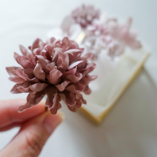布花のヘッドパーツ マム アジサイ 七五三髪飾り 753 くすみピンク