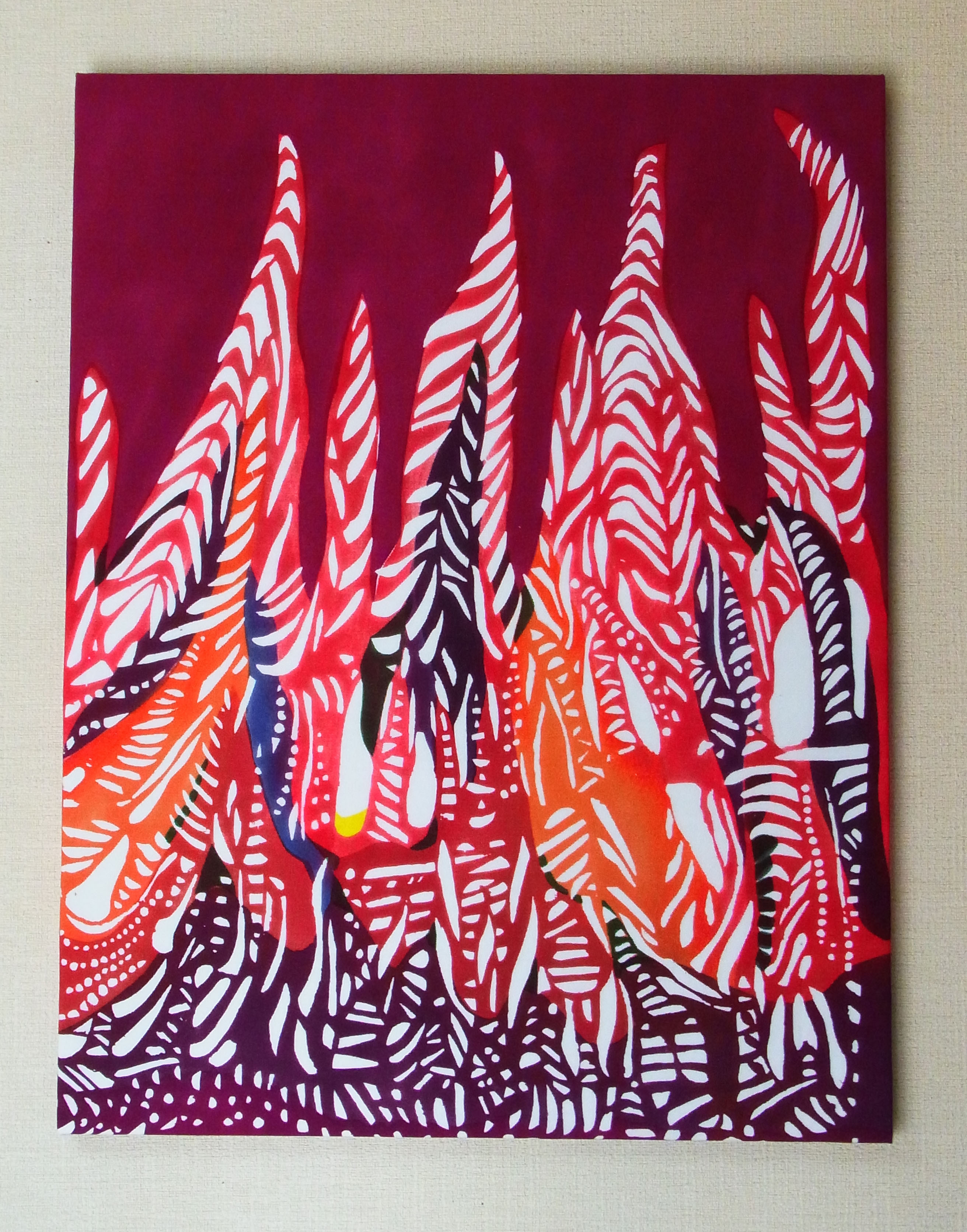 夜の森・パネル（赤）