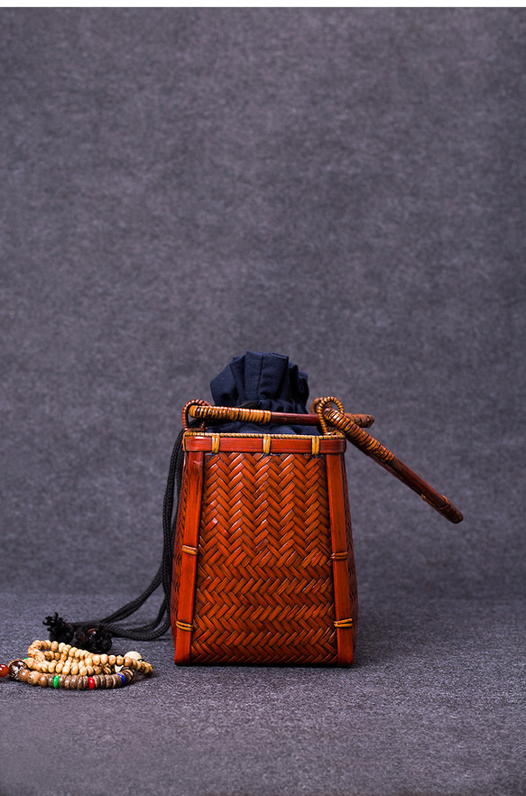 竹かご鞄 竹製品 竹バッグ かごバッグ ハンドバッグ バスケットかご ヴィンテージバンブーバッグ 涼しげ 和風 お着物 