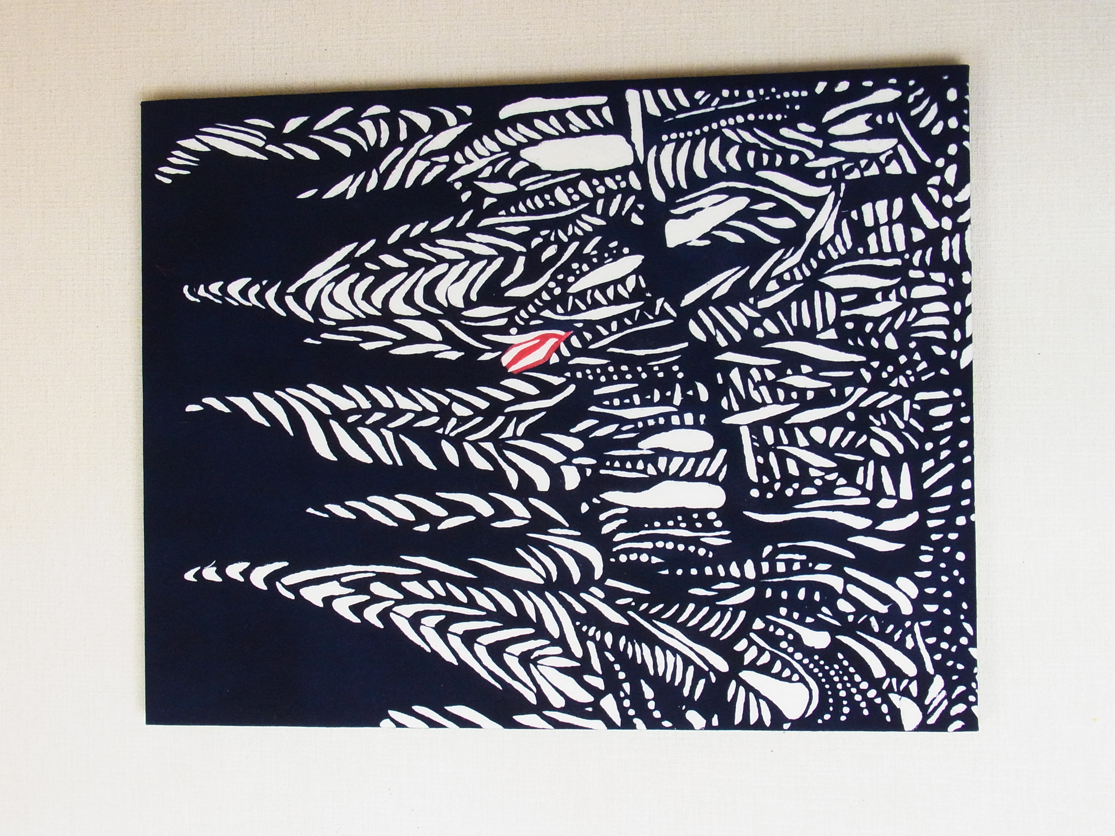 夜の森・パネル（黒赤）