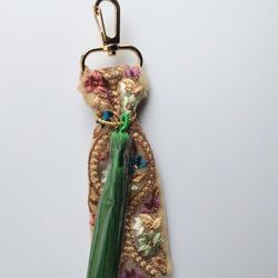 インド刺繍リボンのキーホルダー・バッグチャーム21 6枚目の画像