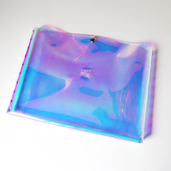 虹色 ドキュメントケース A4 バッグインバッグ 彩り添えるオーロラPVC 透明 軽量｜acp pst Creema店 1枚目の画像