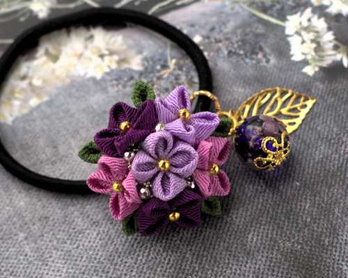 つまみ細工 紫陽花♡ベビーヘアクリップ　ヘアゴム つまみ細工 紫陽花♡ベビーヘアクリップ ヘアゴム