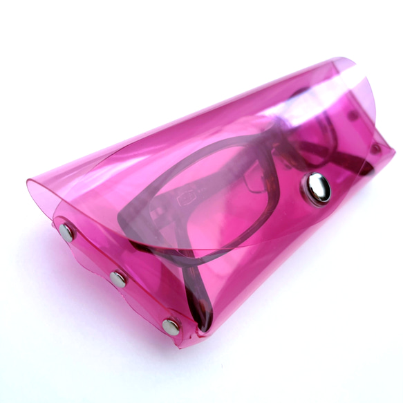 虹色 マグネットホックメガネケース ジャスト 眼鏡 彩り添えるオーロラPVC 透明 軽量｜acp pst Creema店 10枚目の画像