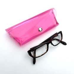 虹色 マグネットホックメガネケース ジャスト 眼鏡 彩り添えるオーロラPVC 透明 軽量｜acp pst Creema店 6枚目の画像