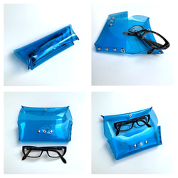 虹色 トレイ型 メッセンジャー メガネケース 眼鏡 彩り添えるオーロラPVC 透明 軽量｜acp pst Creema店 7枚目の画像