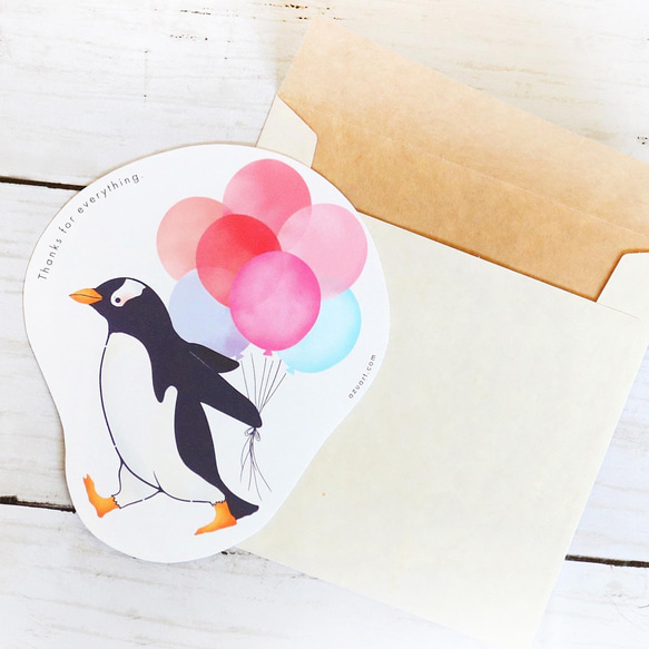 【新作】カマス封筒付 ペンギン大判カード 2点セット 5枚目の画像