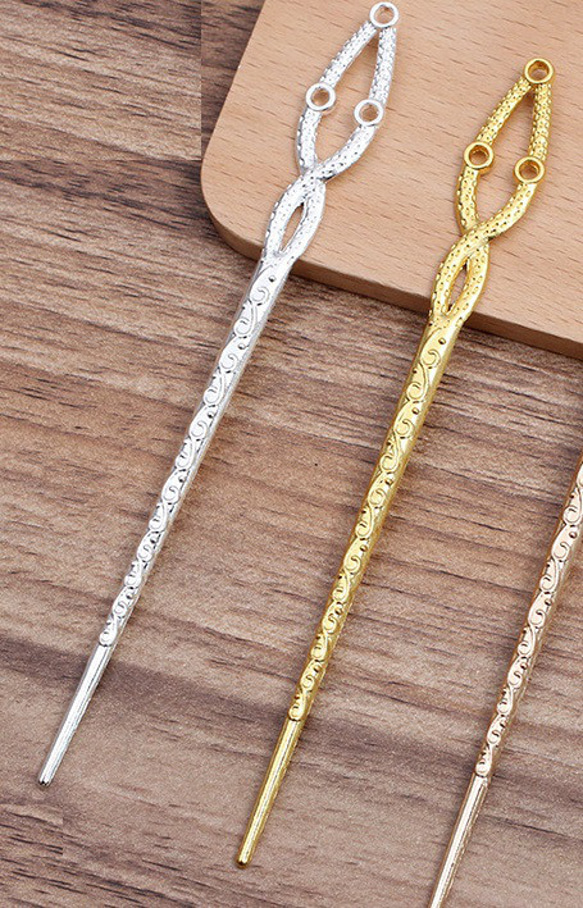 アクセサリーパーツ かんざし かん付 (金具色:ゴールド)1個 かんざしパーツ 1個 ヘアアクセサリーパーツ 髪留め 着物 髪飾り