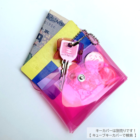 虹色 レター ミニ財布 ジャスト コンパクト財布 彩り添えるオーロラPVC 透明 軽量｜acp pst Creema店 5枚目の画像