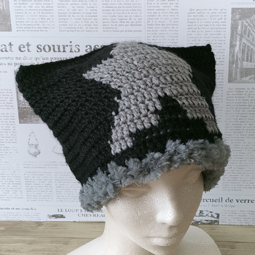 猫耳ニット帽 ハンドメイド【最終価格】 猫耳ニット帽 ハンドメイド ビーニー ネコ耳ニット帽 クロシェ