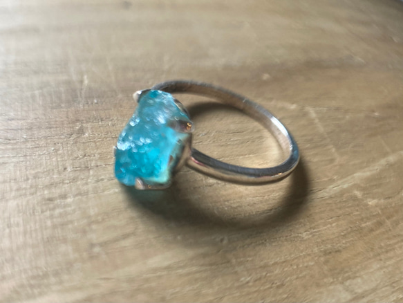 Rough Apatite Ringラフロックアパタイト原石のシルバーリング/sv925 7枚目の画像