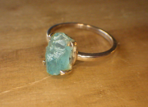 Rough Apatite Ringラフロックアパタイト原石のシルバーリング/sv925 15枚目の画像