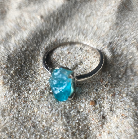 Rough Apatite Ringラフロックアパタイト原石のシルバーリング/sv925 8枚目の画像