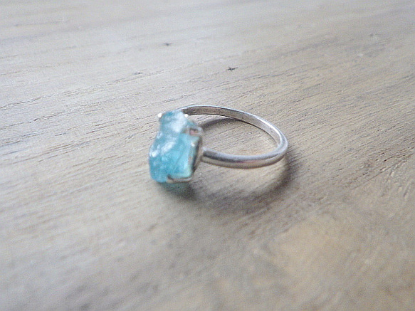 Rough Apatite Ringラフロックアパタイト原石のシルバーリング/sv925 4枚目の画像