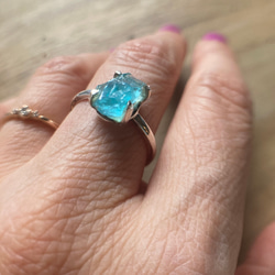 Rough Apatite Ringラフロックアパタイト原石のシルバーリング/sv925 13枚目の画像