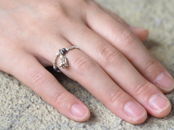 -Botanical charm・Iolite- beads ring 6枚目の画像