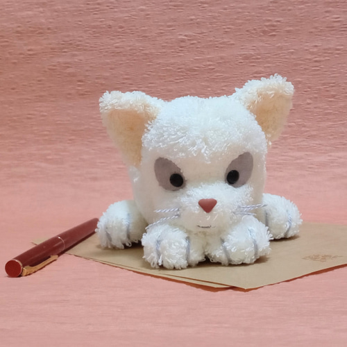 縁側白ねこ(ボサボサタイプ) ぬいぐるみ むかしトンボ工房 通販