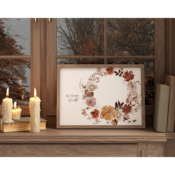 秋の収穫のポスター / i1536 /  秋の紅葉　かぼちゃや名言　水彩画　インテリアポスター 1枚目の画像