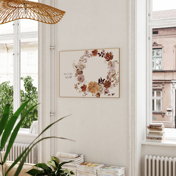 秋の収穫のポスター / i1536 /  秋の紅葉　かぼちゃや名言　水彩画　インテリアポスター 3枚目の画像