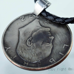 ビンテージ　コインペンダントトップ、 FLAT加工の個性的 コインペンダント（11280-494）本物の外国コイン 6枚目の画像