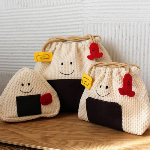 米つぶ☆極立つ おにぎり巾着 弁当巾着 ランチバック オムツポーチ