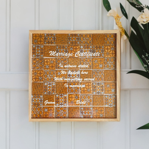 ラスティカタイルの結婚証明書 美濃焼 marriage certificate 立体