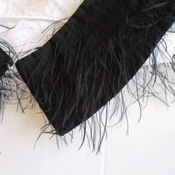 【受注製作】つけ襟　付け衿　黒×白リバーシブルフリンジ　４way着回し可能 10枚目の画像