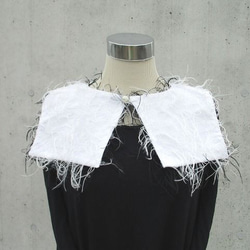 SALE　つけ襟　付け衿　黒×白リバーシブルフリンジ　スクエア４way以上着回し可能 7枚目の画像