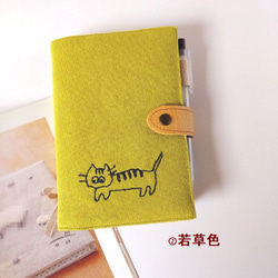 ねこ*ほぼ日手帳カバー(オリジナル用)留め具 ペンホルダー 文庫本A6 布 ヴィンテージ帆布2024*ねこ5種 3枚目の画像