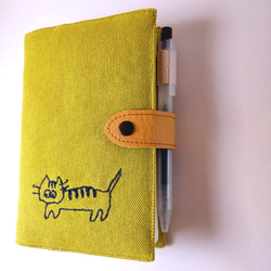 ねこ*ほぼ日手帳カバー(オリジナル用)留め具 ペンホルダー 文庫本A6 布 ヴィンテージ帆布2024*ねこ5種 17枚目の画像